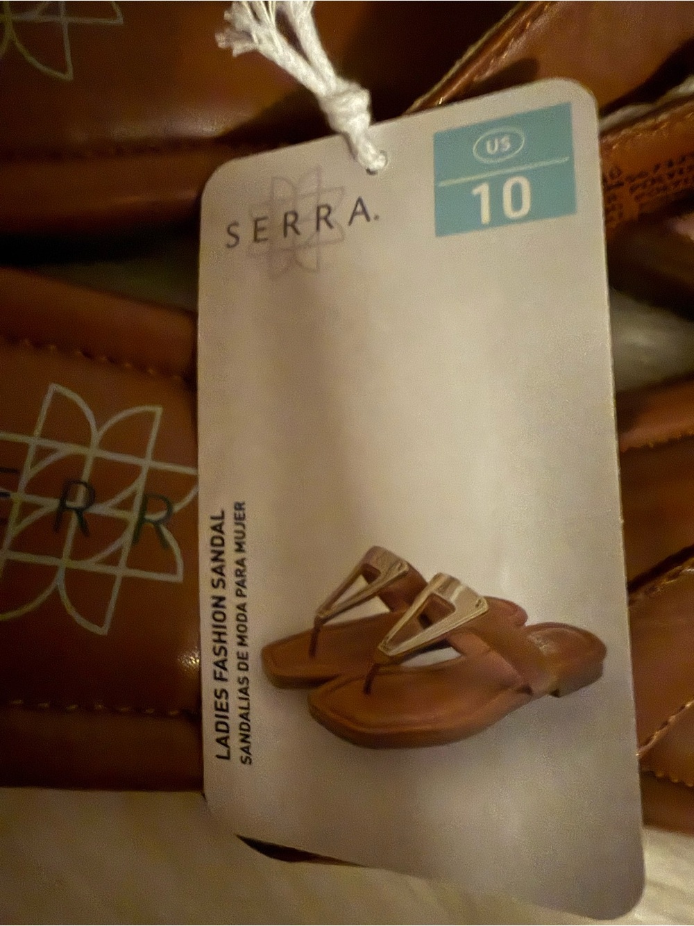 Women's Brown Thong Sandals with Gold Accent Size 10 - Picture 6 of 8